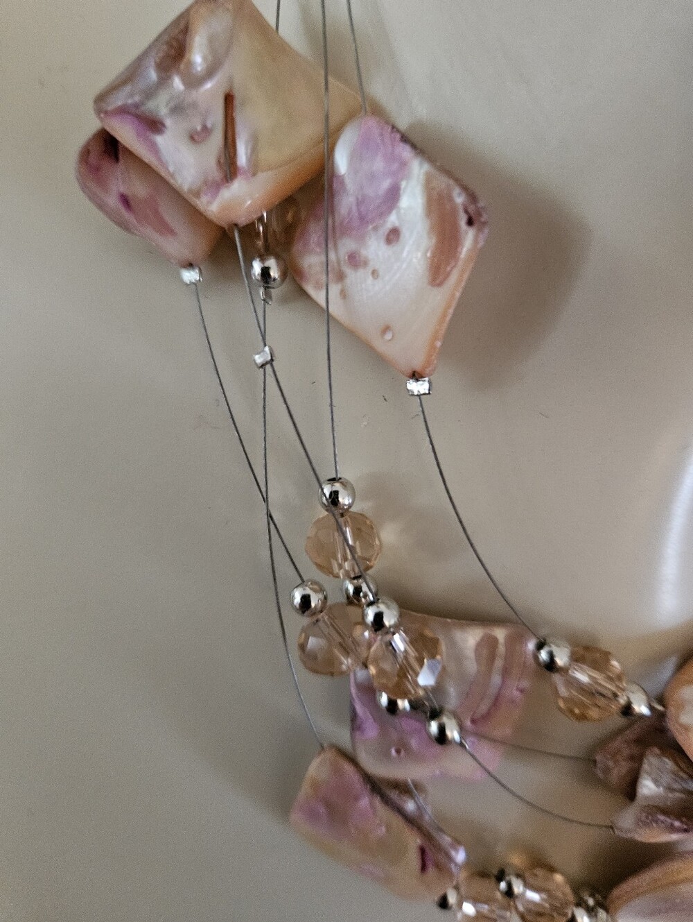 Multistrand Pink Shell Statement Necklace - Picture 7 of 12